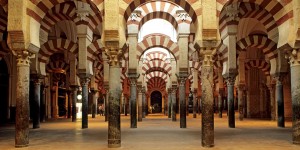 The praying hall inside the Mezquita  Andalusia Arab Civilization Architecture Building cathedral Church Civilization colonnade Column Cordova Europe historical religions History Horizontal Indoors Landmark Monument Mosque No People Religion religions Religious Religious building Spain the Arabian Andalusian architecture UNESCO World Heritage Site