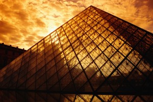 France, Paris, Louvre Museum pyramid