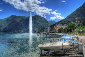 On the edge of Lake Lugano from Switzerland