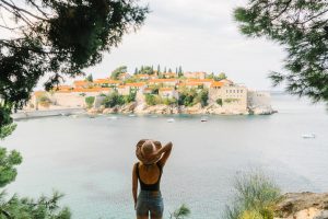 Woman near the Sveti Stefan