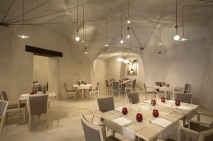 Inside Dedalo's cave restaurant