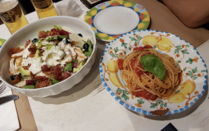 Salad and pasta at Rossopomodoro