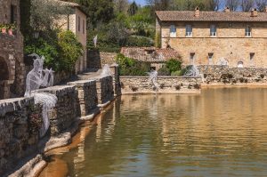 Thermal baths with sculptures at Bagno Vignoni