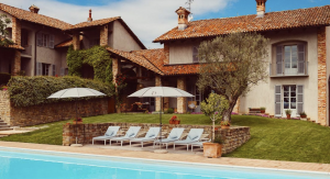 Poolside at Monvigliero Vineyards, Piedmont Italy best group friends stay hotel villa italy