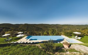 View from the pool at Borgo di Pietrafitta Farmhouse