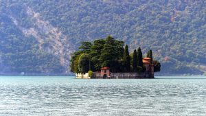 Beautiful Monte Isola in the middle of Lake Iseo, italy