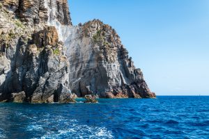 The rocky coastline of Lipari