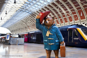 Paddington Bear bids farewell at the train station