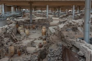 Prehistoric Town of Akrotiri at Santorini island in Greece