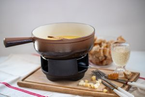 Cheese fondue is a classic Swiss delight