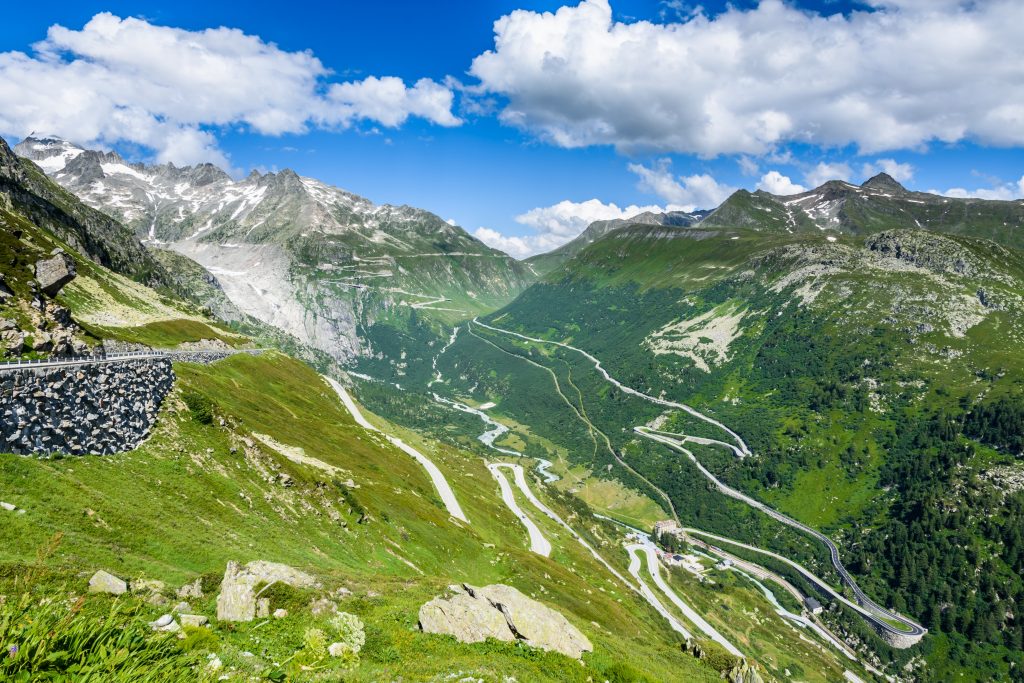 Drive the winding roads of Furka Pass