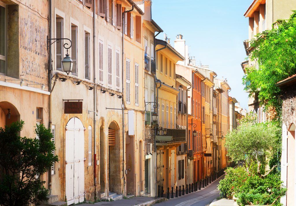 Old town street of Aix en Provence, France