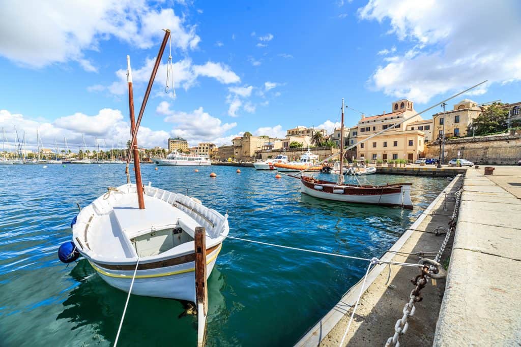 Boats in a port of Alghero, Sardinia, Italy