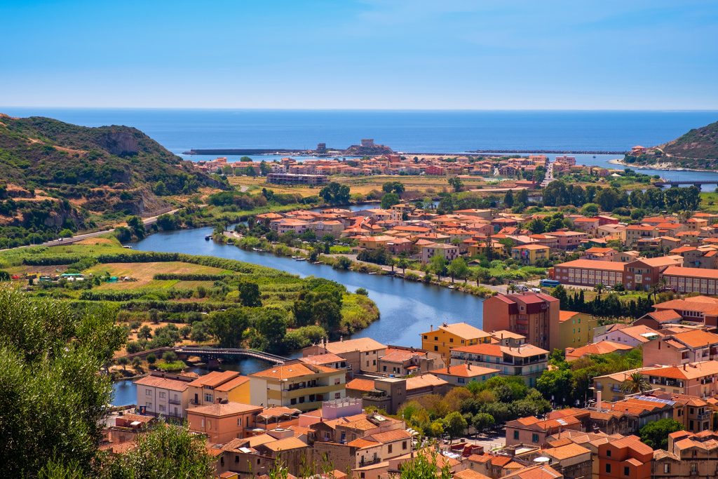 Panoramic view of the town of Bosa by the Temo river