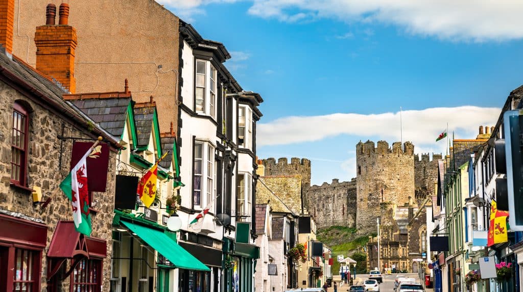 Houses and castle in Conwy - Wales, UK