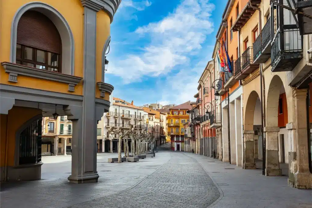 Spain - Aranda de Duero - Plaza Mayor in the town of Aranda de Duero in Burgos, Castile Leon, Spain.